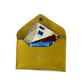 K0040RB | Made in Italy flap pouch in genuine full-grain leather, dollar grain - Yellow color - Size: 13 x 8 x 0.5 cm - Package: Hard bottom/cover Gift Box-0