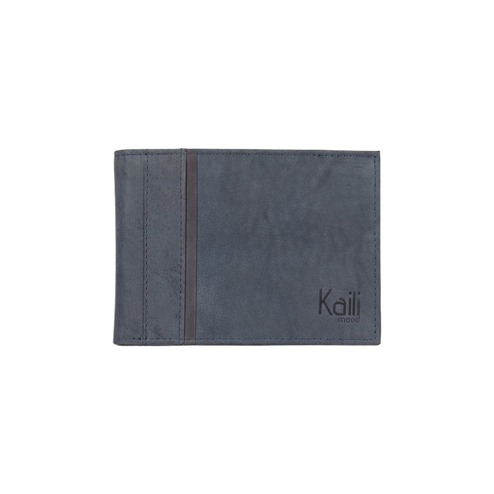 K12220DF | Men's wallet in genuine full-grain leather, Naked. Blue color. RFID protection. Size when closed: 11.5 x 8.3 x 2 cm. Packaging: gift box bottom/cover-3